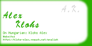 alex klohs business card